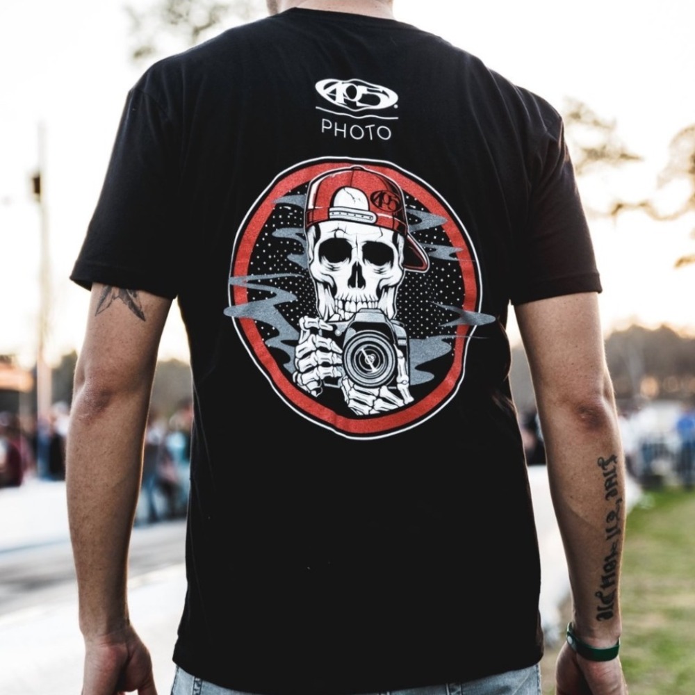 405 Photo Brands T-Shirt Mens Large Black Skeleton Camera Photographer Casual
